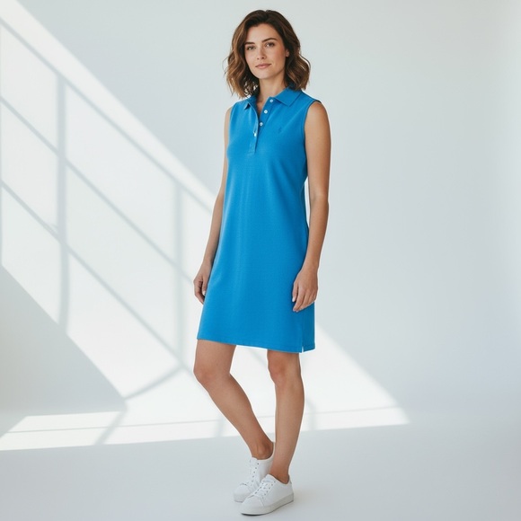 Tori Richard Dresses & Skirts - 🌻Tori Richard Honolulu Blue Silk Blend Polo Tank Sleeveless Resort wear Dress S